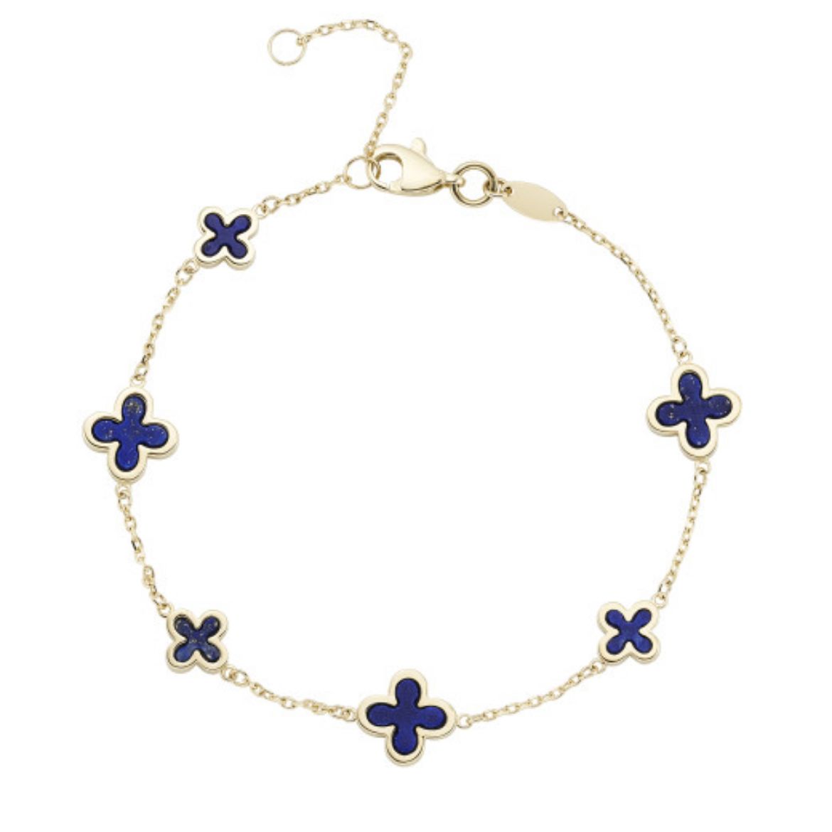 Picture of 9ct Yellow Gold Lapis Flower Bracelet