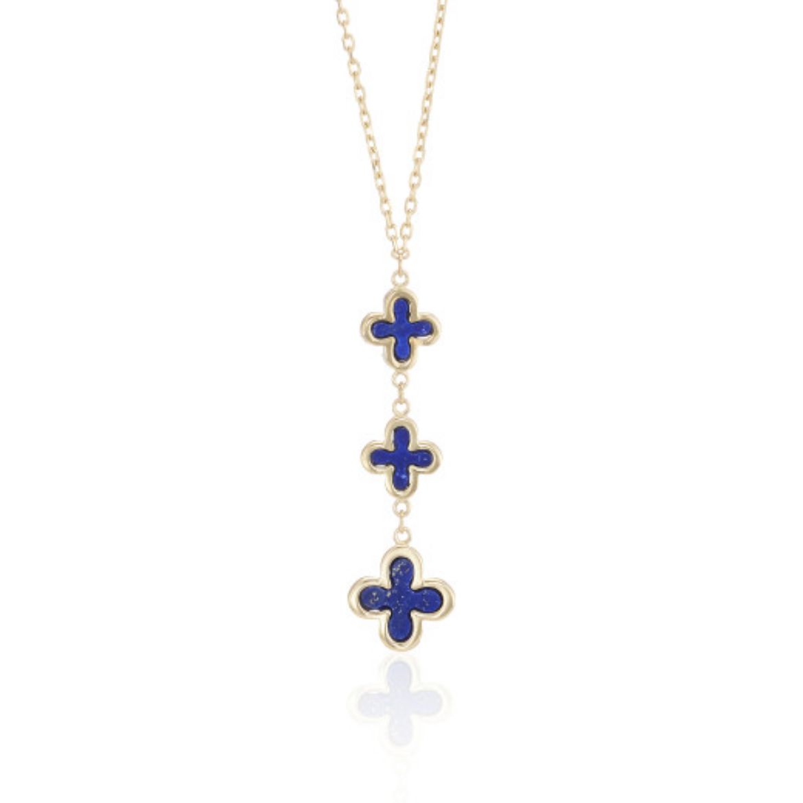 Picture of 9ct Yellow Gold Lapis Flower Necklace