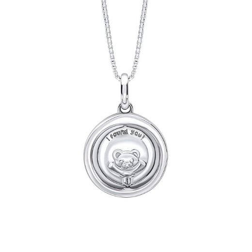 Picture of Teddy Bear Peekaboo Spinning Pendant with Diamond