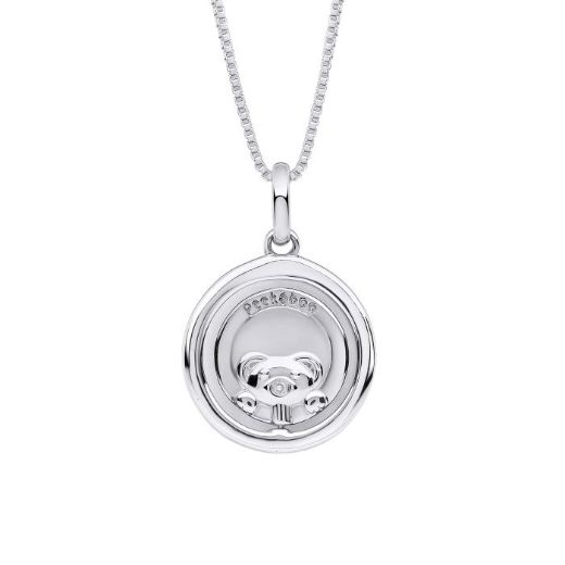 Picture of Teddy Bear Peekaboo Spinning Pendant with Diamond