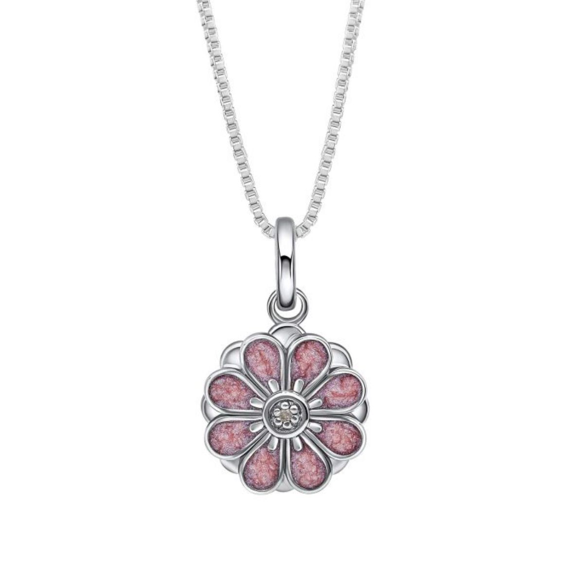 Picture of Pink Spinning Flower Pendant with Diamond