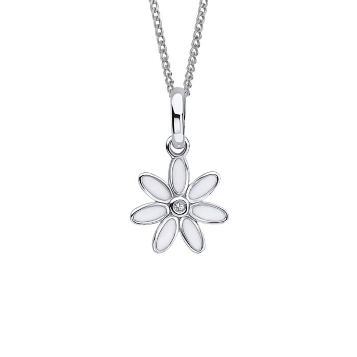 Picture of Daisy Flower Pendant with Enamel and Diamond