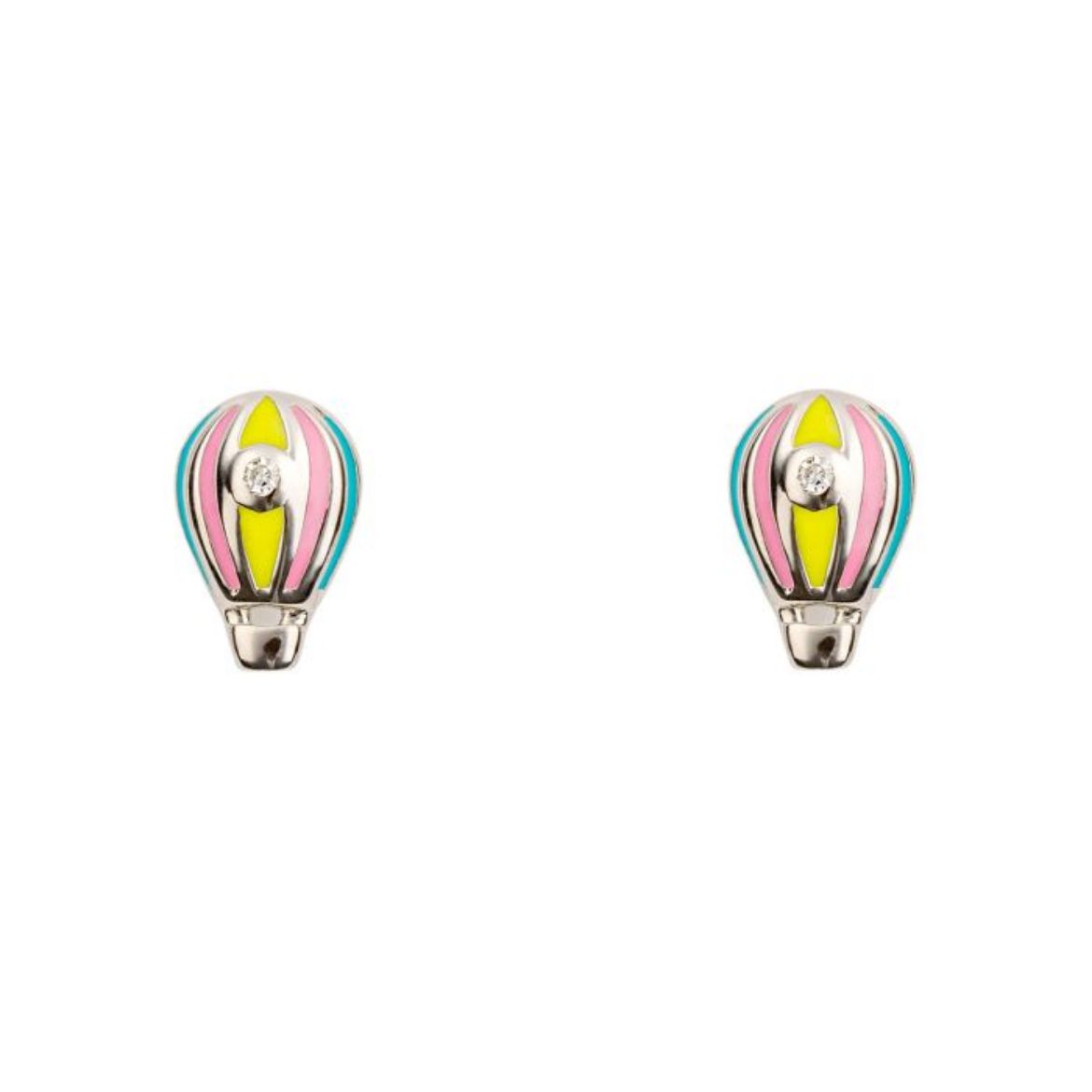 Picture of Enamel Hot Air Balloon Stud Earrings with Diamond