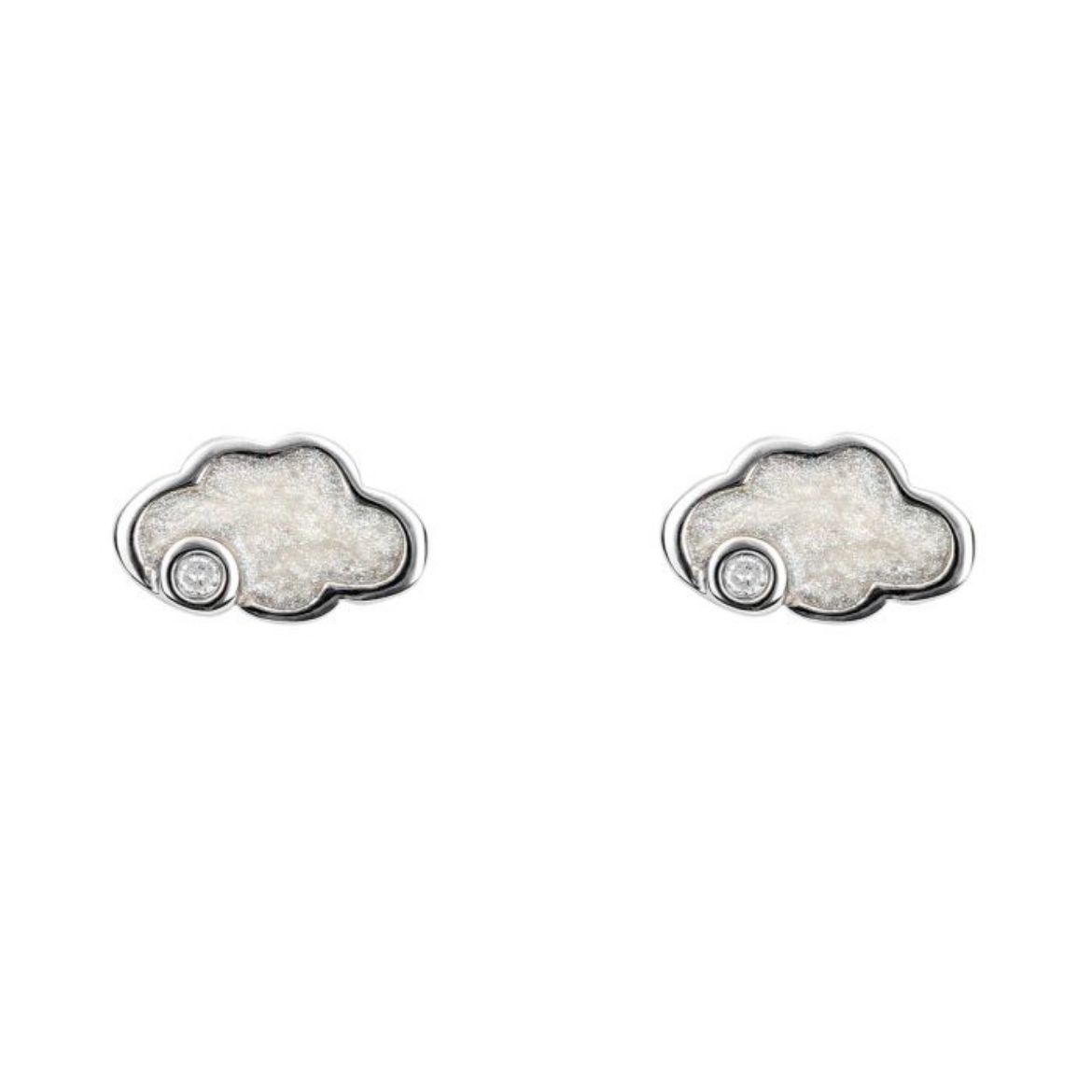 Picture of Pearlised Enamel Cloud Stud Earrings with Diamond