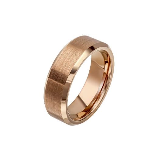 Picture of Brushed and Polished Coffee Plated Tungsten Ring