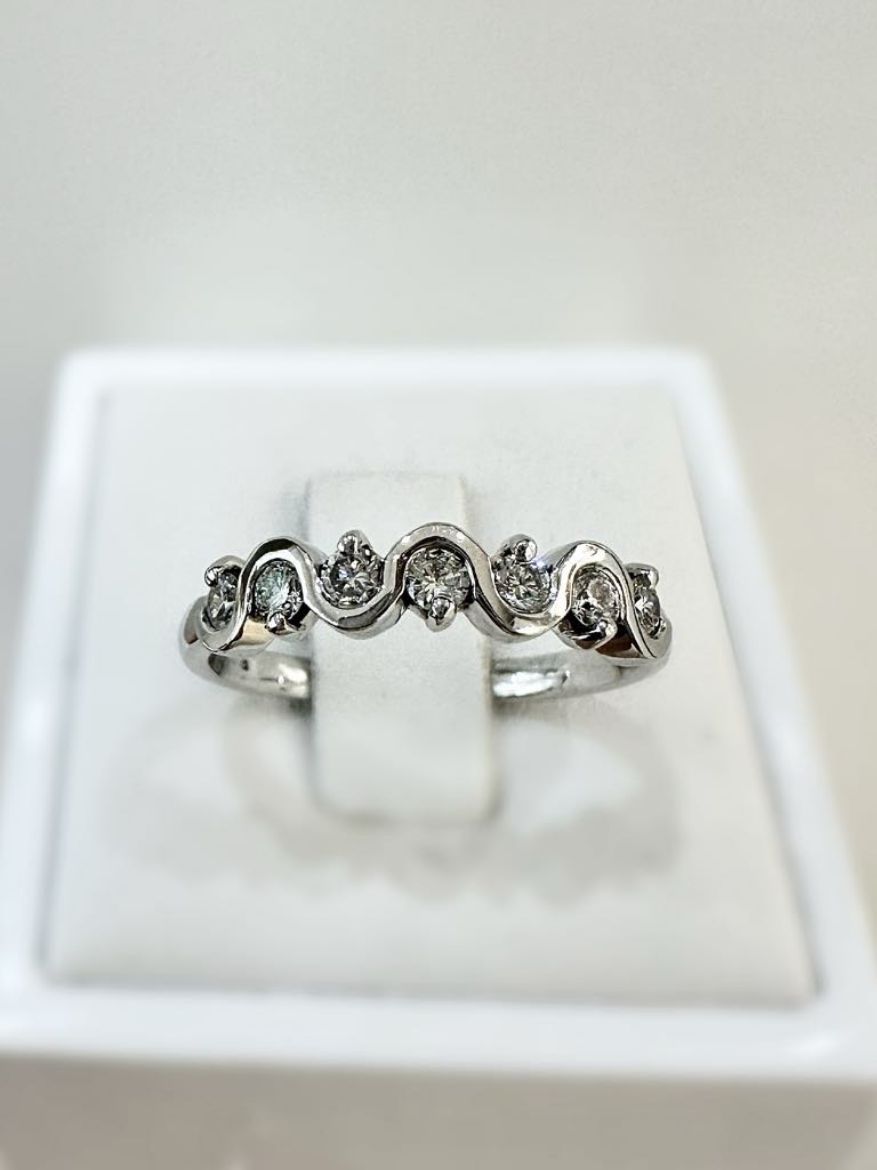 Picture of 9ct White Gold 7 Stone Diamond Wave Design Half Eternity Band 