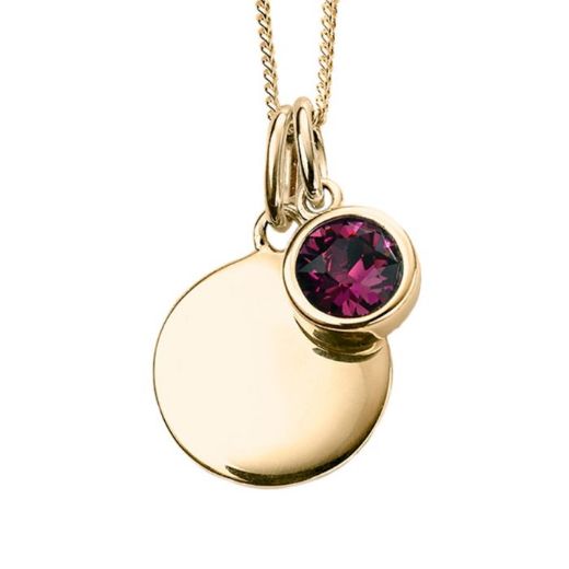 Picture of February Crystal Birthstone Gold Pendant