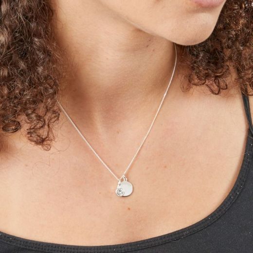 Picture of April Crystal Birthstone Silver Pendant