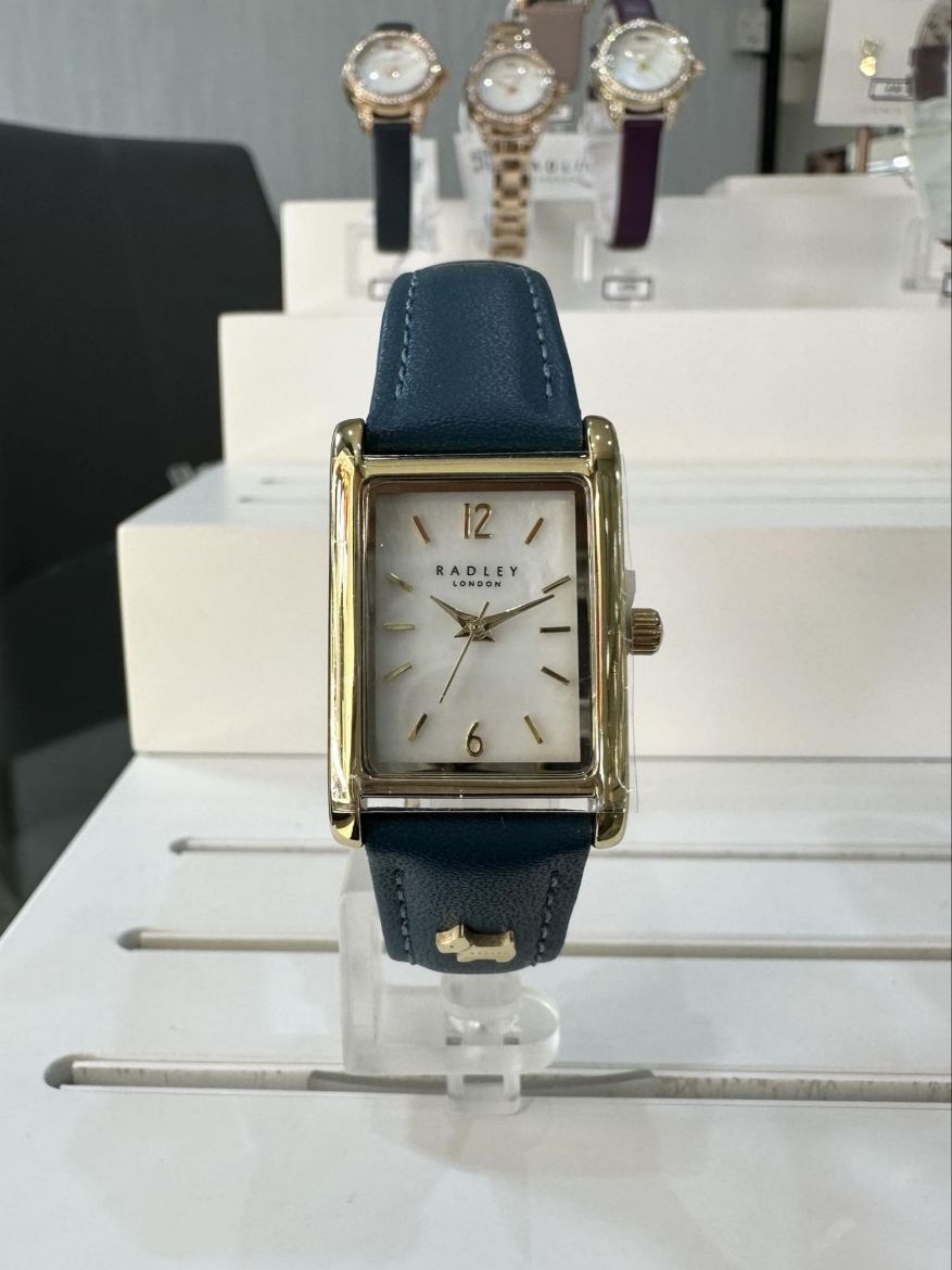 Picture of Rectangle Ladies Radley Watch with Blue Leather Strap