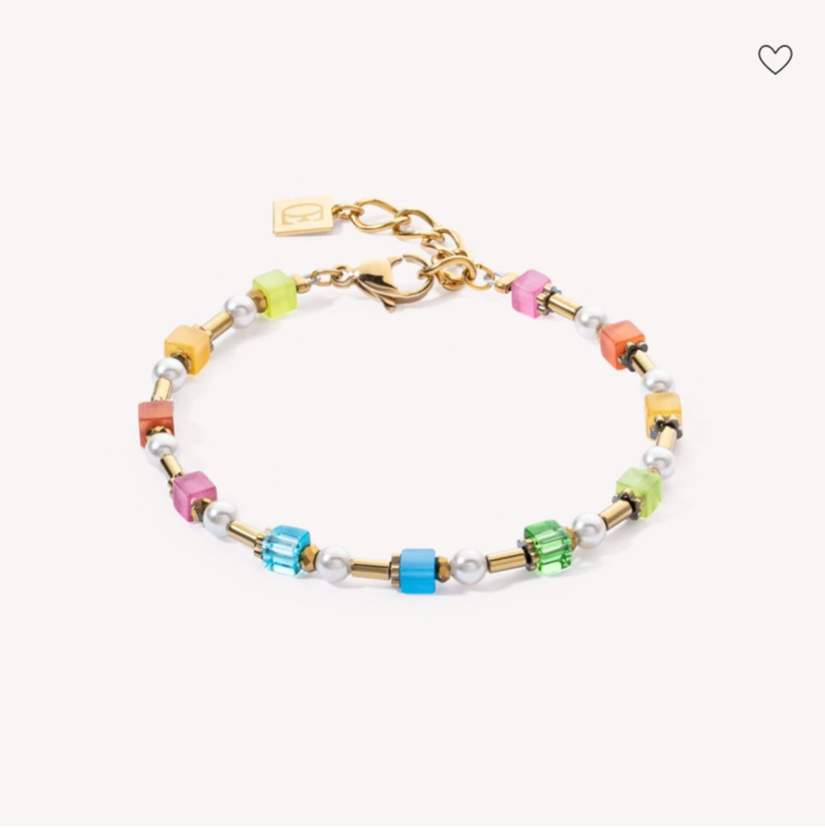 Picture of Rainbow-Gold Mini Cubes and Pearls Bracelet