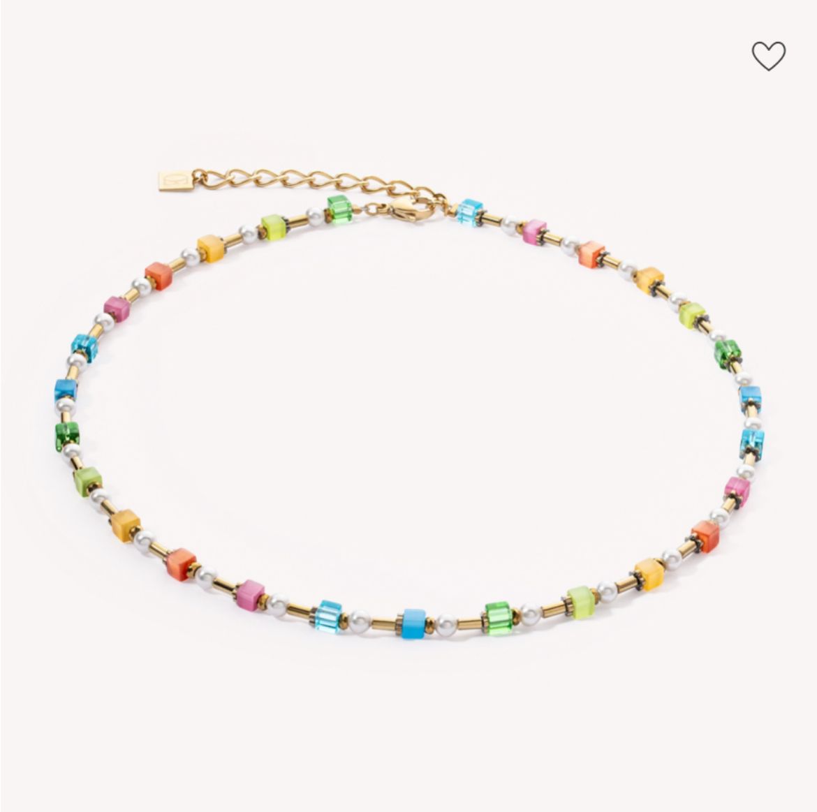 Picture of Rainbow-Gold Mini Cubes and Pearls Necklace