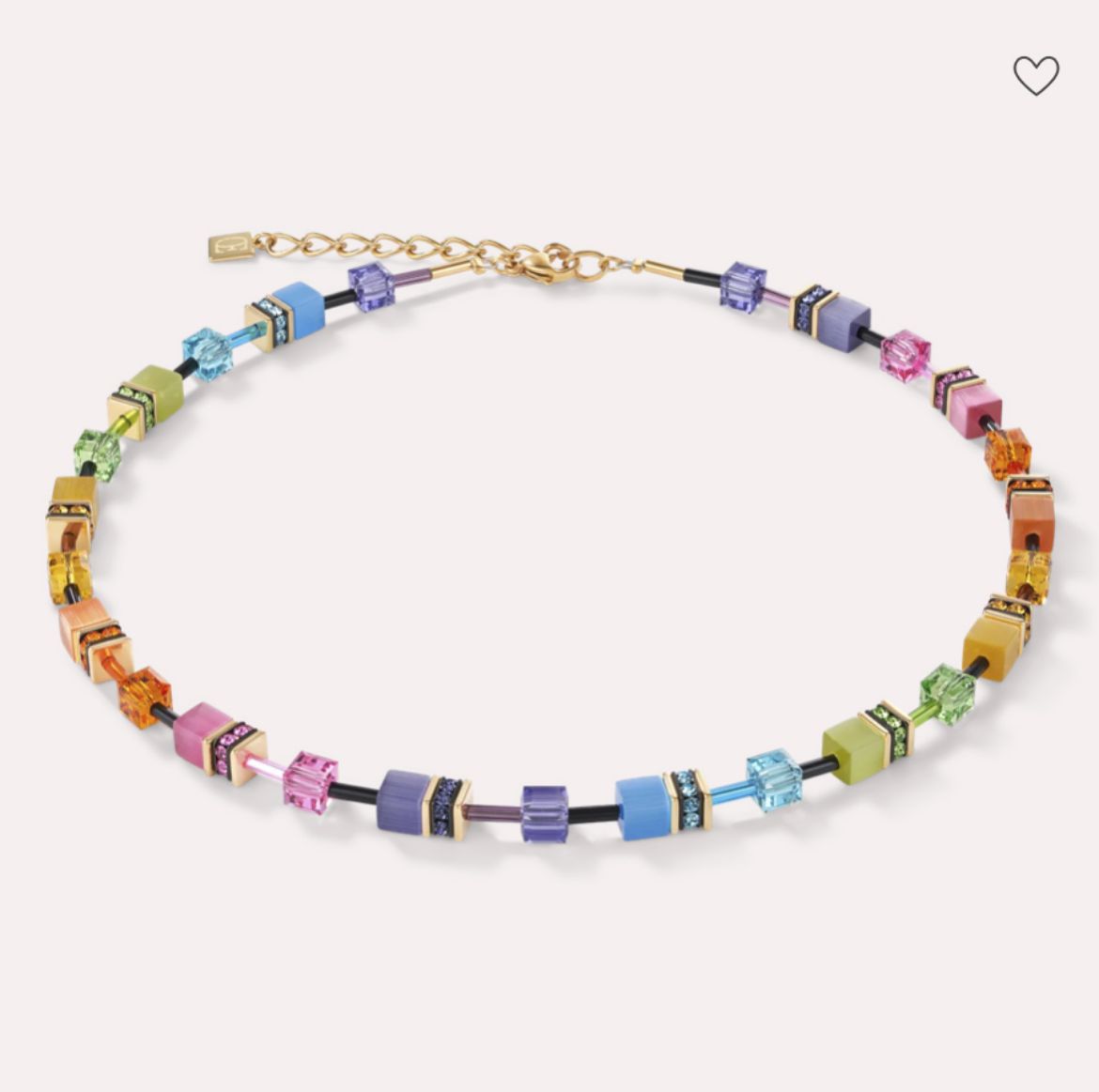 Picture of Multicoloured Rainbow-Gold GeoCube Necklace