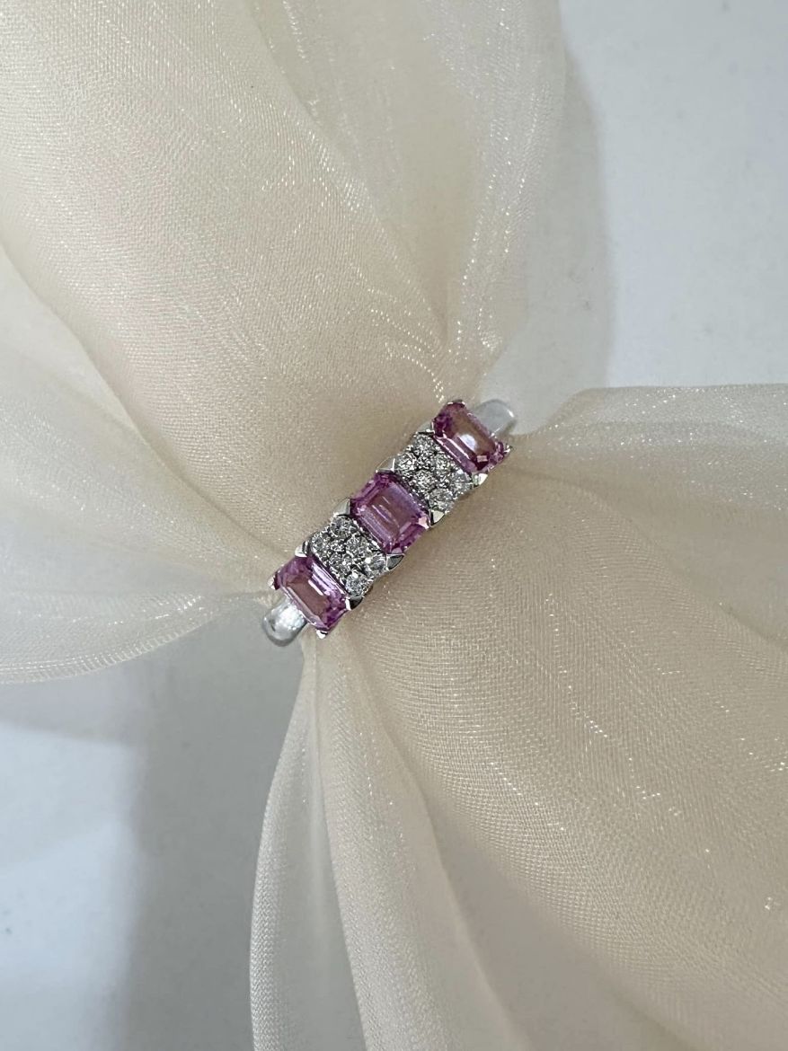 Picture of 9ct White Gold Pink Sapphire and Diamond Ring