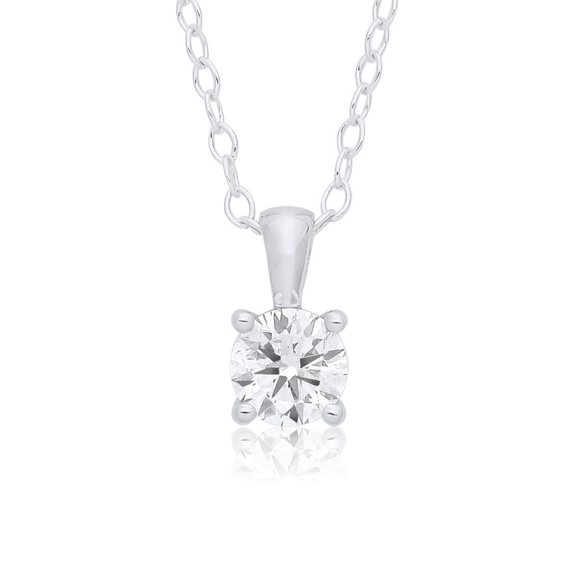 Picture of 9ct White Gold Claw Set Diamond Necklace