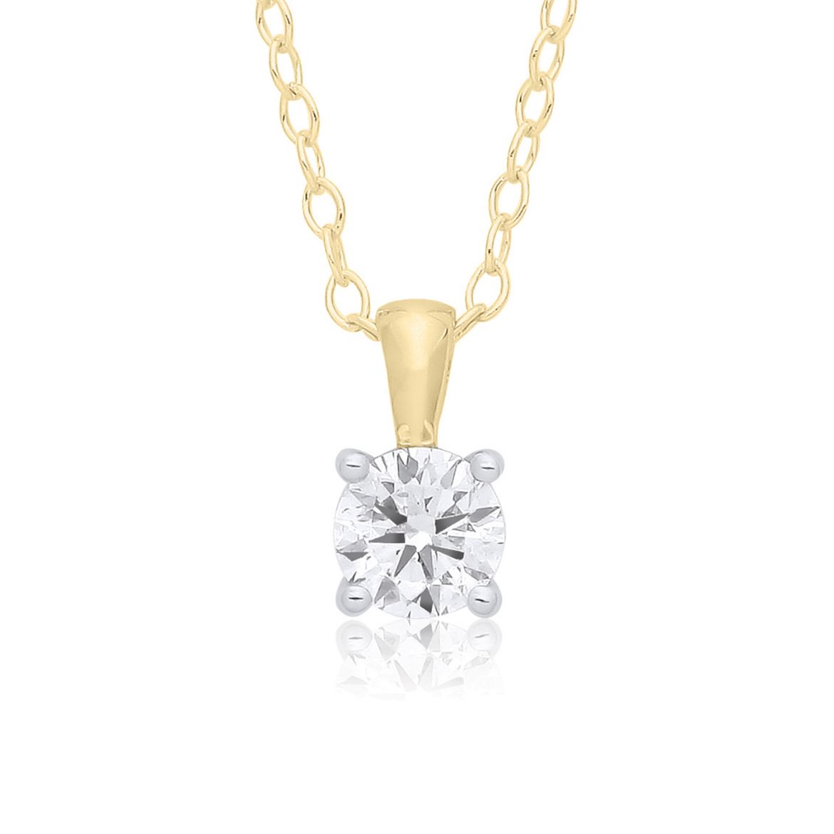 Picture of 9ct Yellow Gold Claw Set Diamond Necklace 