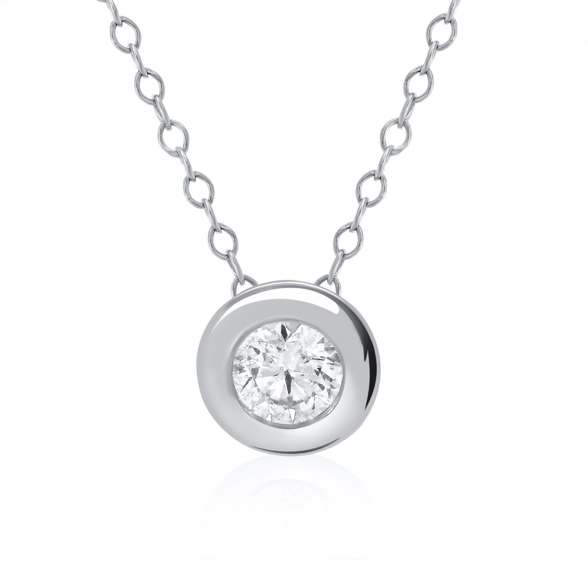 Picture of 9ct White Gold Bezel Set Diamond Necklace 