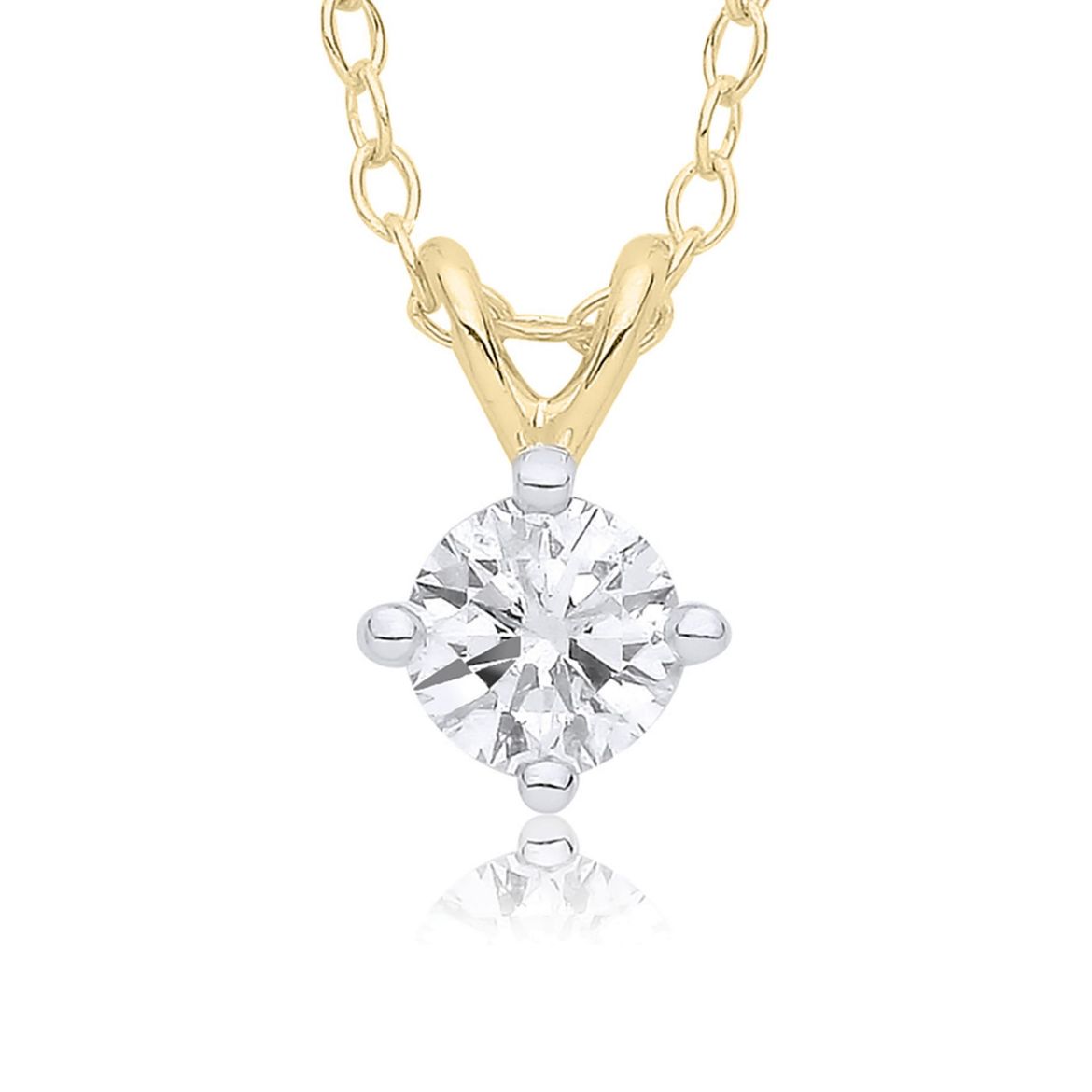 Picture of 9ct Yellow Gold Claw Set Diamond Necklace