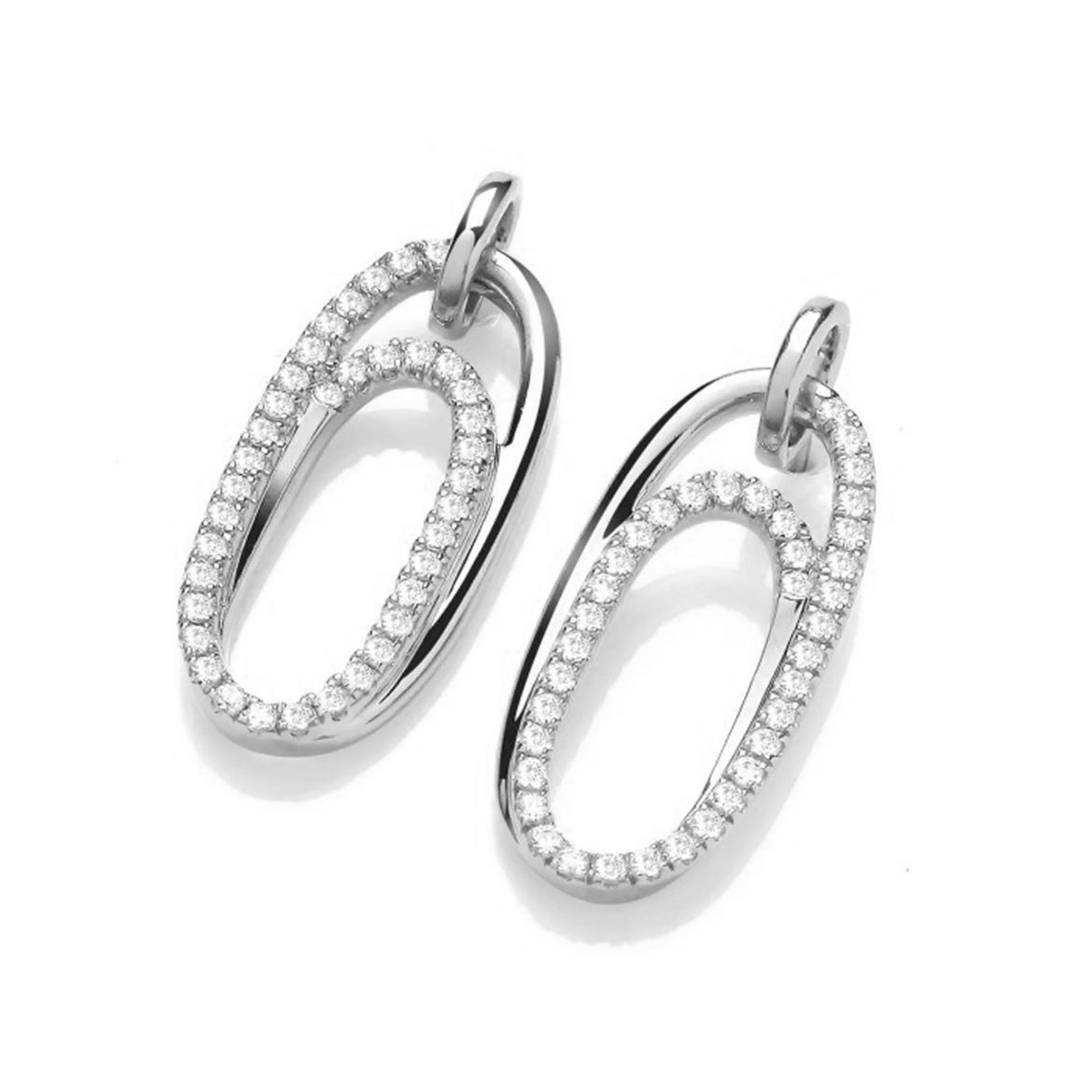 Picture of 9ct White Gold Diamond Drop Earrings