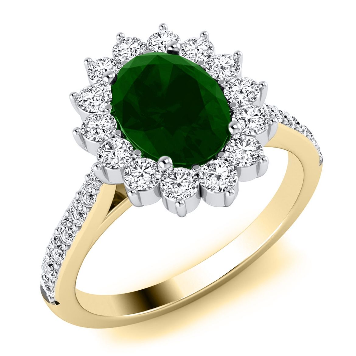 Picture of 9ct Yellow Gold Diamond and Emerald Ring