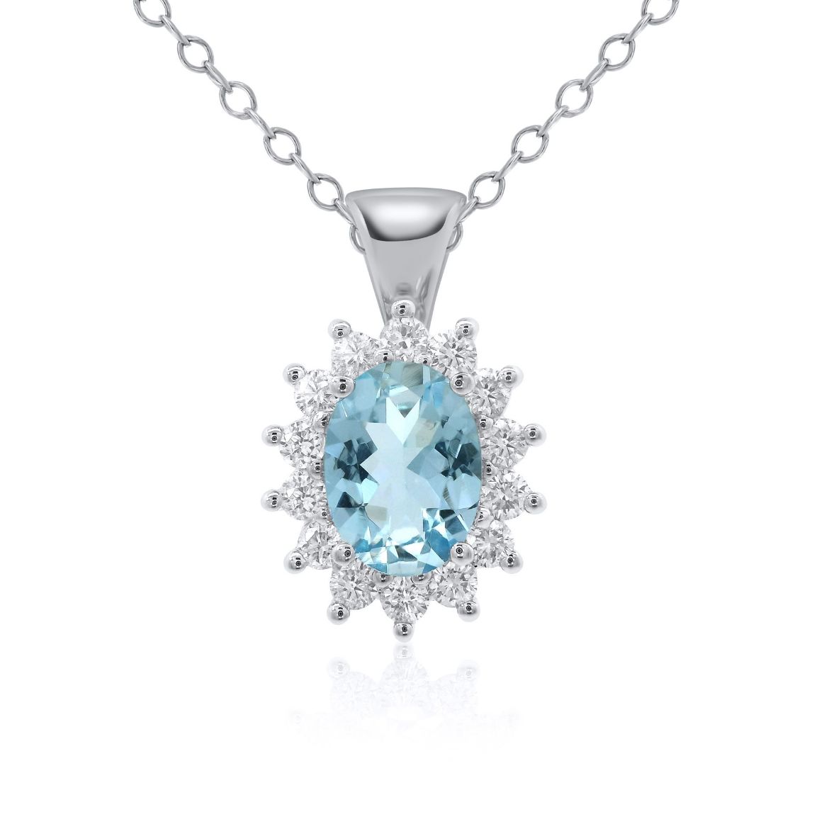 Picture of 9ct White Gold Aquamarine and Diamond Pendent