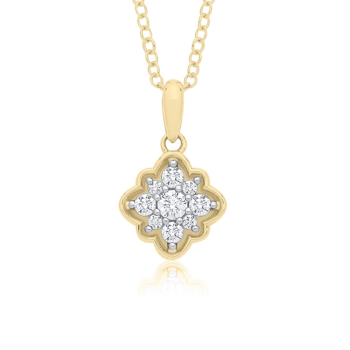 Picture of 9ct Yellow Gold Diamond Cluster Pendent