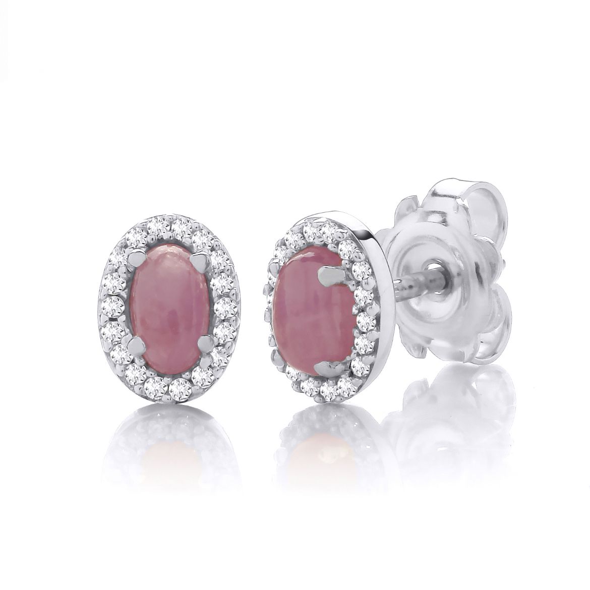 Picture of 9ct White Gold Greenland Pink Sapphire and Diamond Earrings