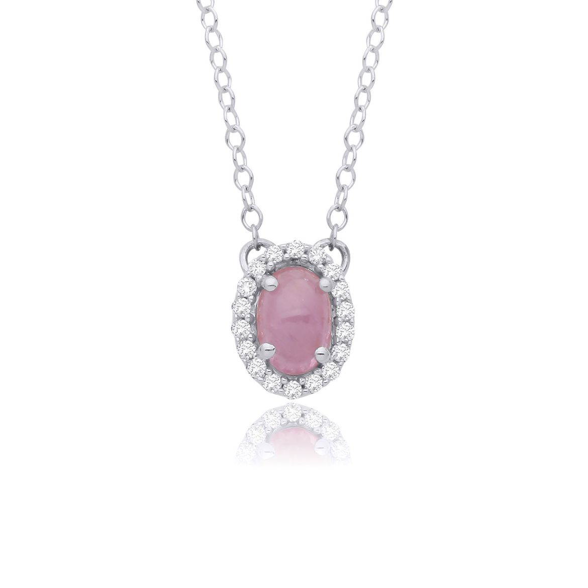 Picture of 9ct White Gold Greenland Pink Sapphire and Diamond Necklace