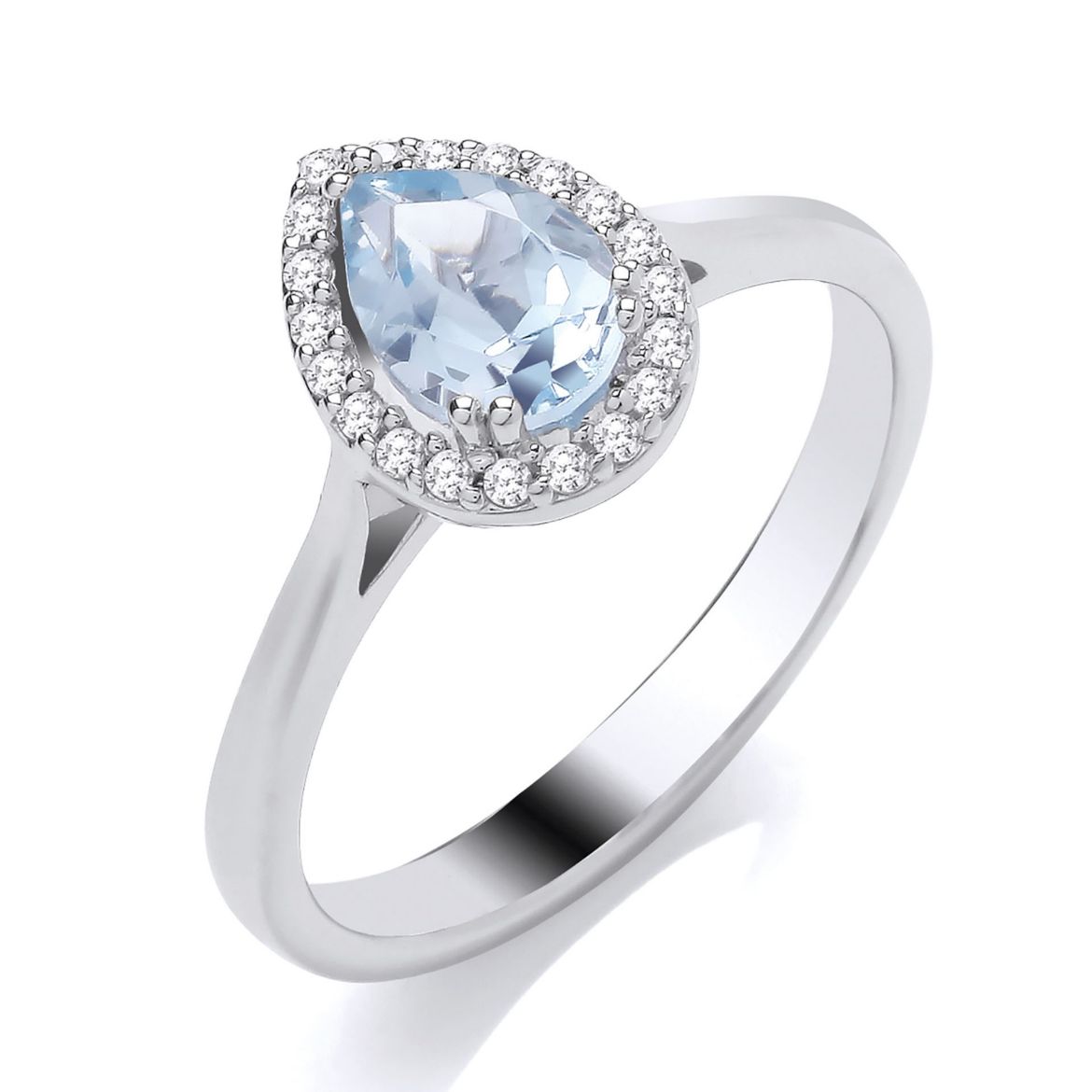 Picture of 9ct White Gold Aquamarine and Diamond Ring