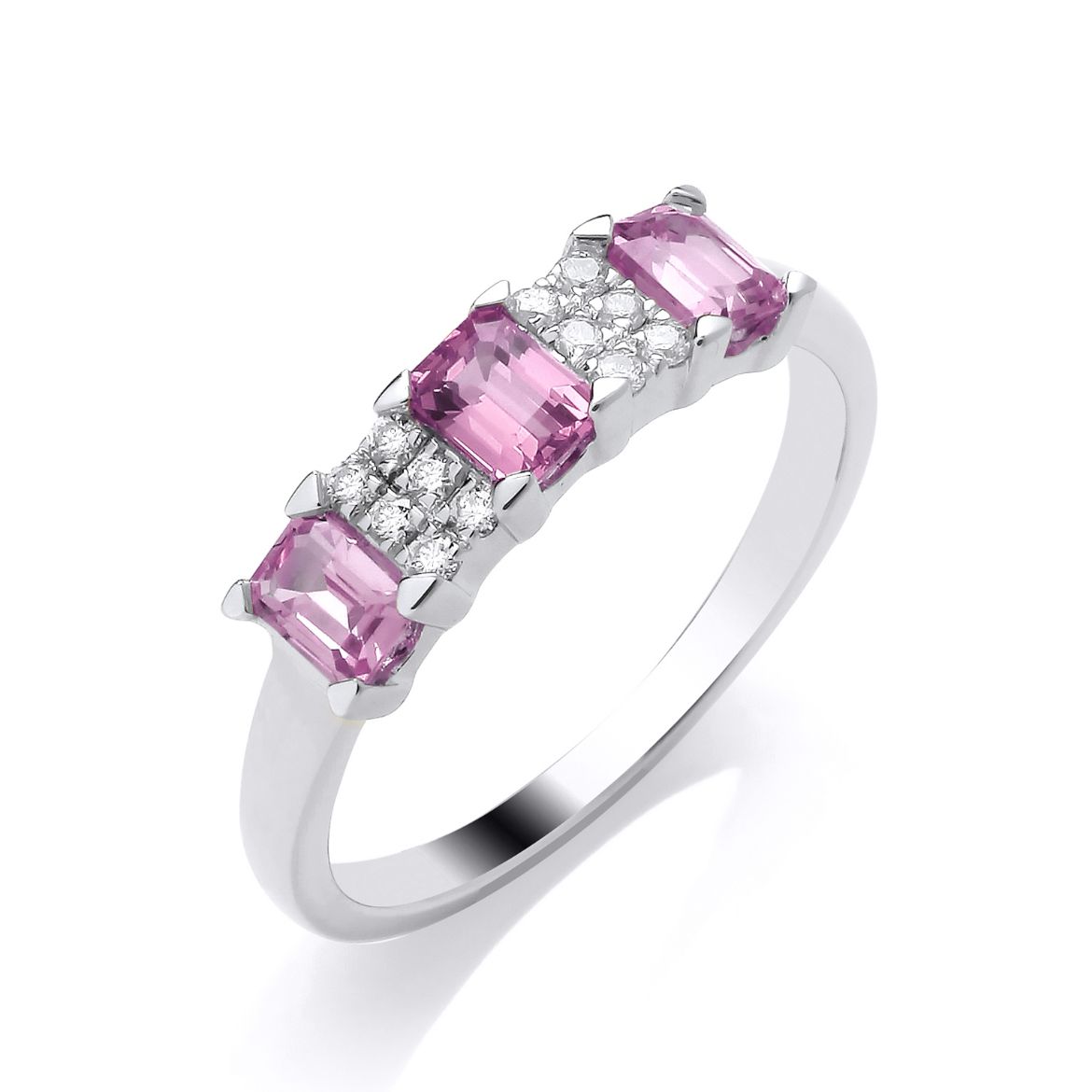 Picture of 9ct White Gold Pink Sapphire and Diamond Ring