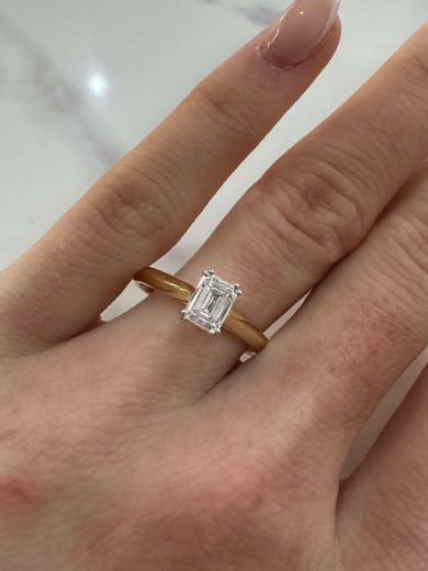 Picture of 18ct Yellow Gold Emerald Cut Diamond Solitaire Ring