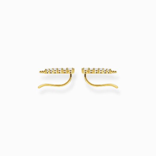 Picture of Gold Ear Climbers with White Stones