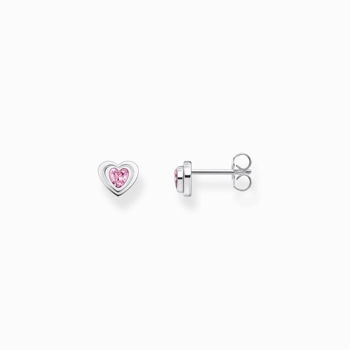 Picture of Heart with Pink Stone Ear Studs 