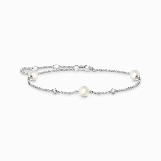 Picture of Pearl and White Stone Bracelet 