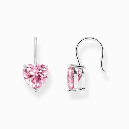 Picture of Heart Pink Stone Hook Earrings 