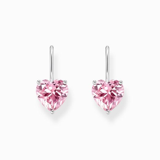 Picture of Heart Pink Stone Hook Earrings 