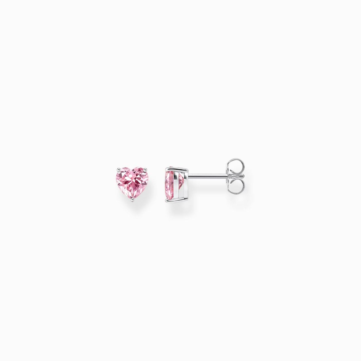 Picture of Heart Pink Stone Ear Studs