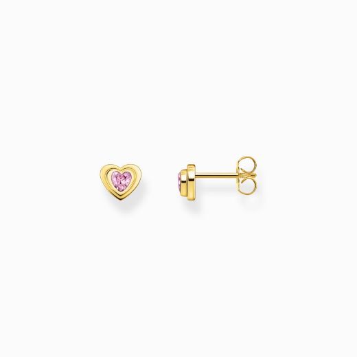 Picture of Pink Heart Gold Ear Studs 