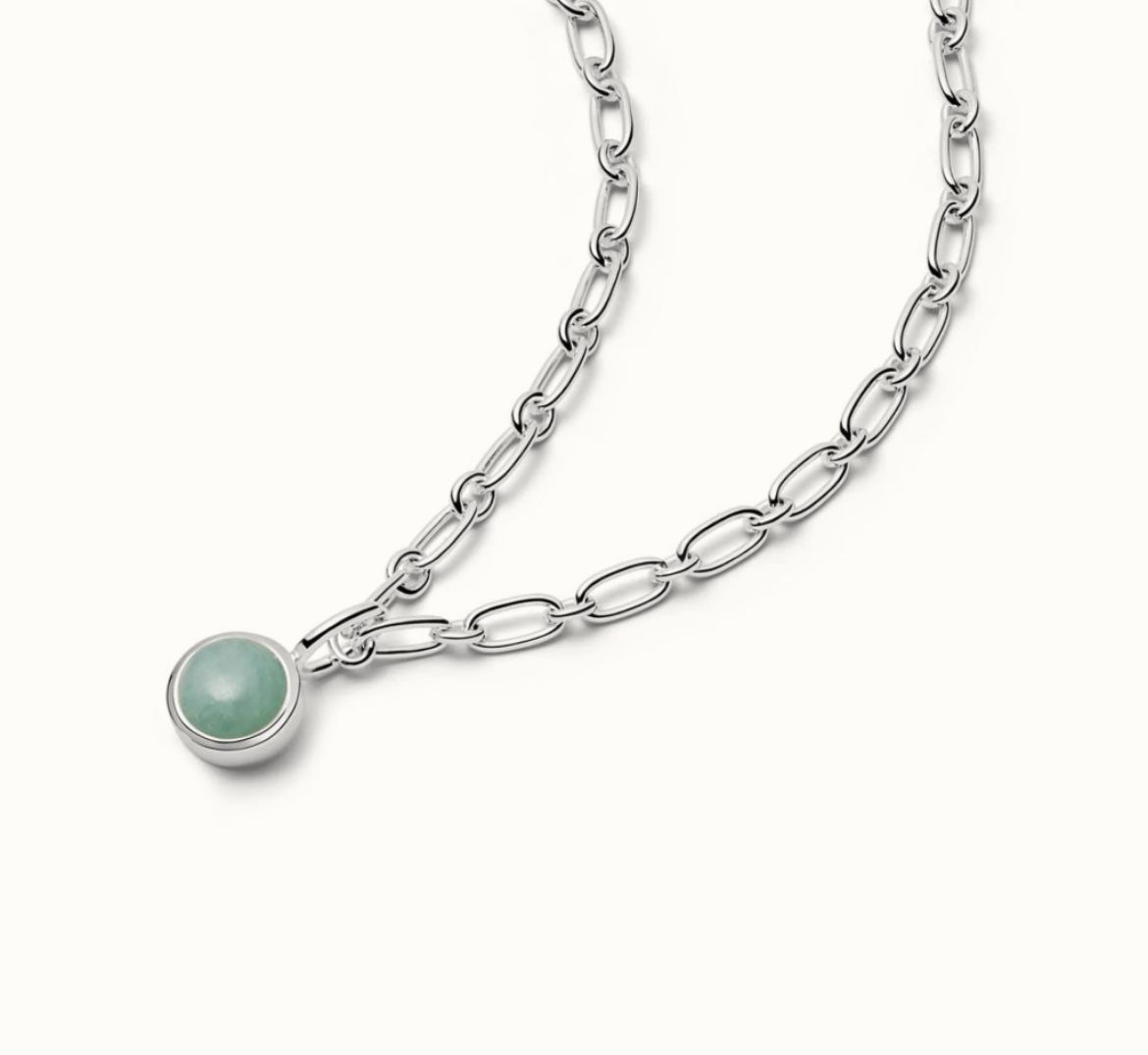 Picture of Amazonite Chunky Healing Stone Silver Necklace