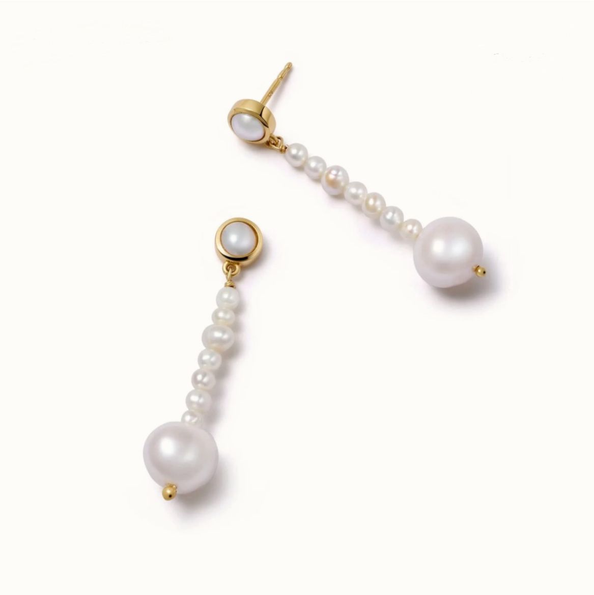 Picture of Baroque Seed Pearl Drop 18ct Gold Plated Earrings