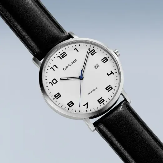 Picture of Numbered Black Leather Strap Watch 