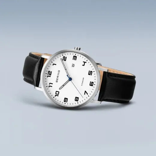 Picture of Numbered Black Leather Strap Watch 