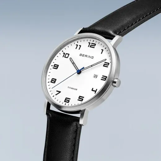 Picture of Numbered Black Leather Strap Watch 
