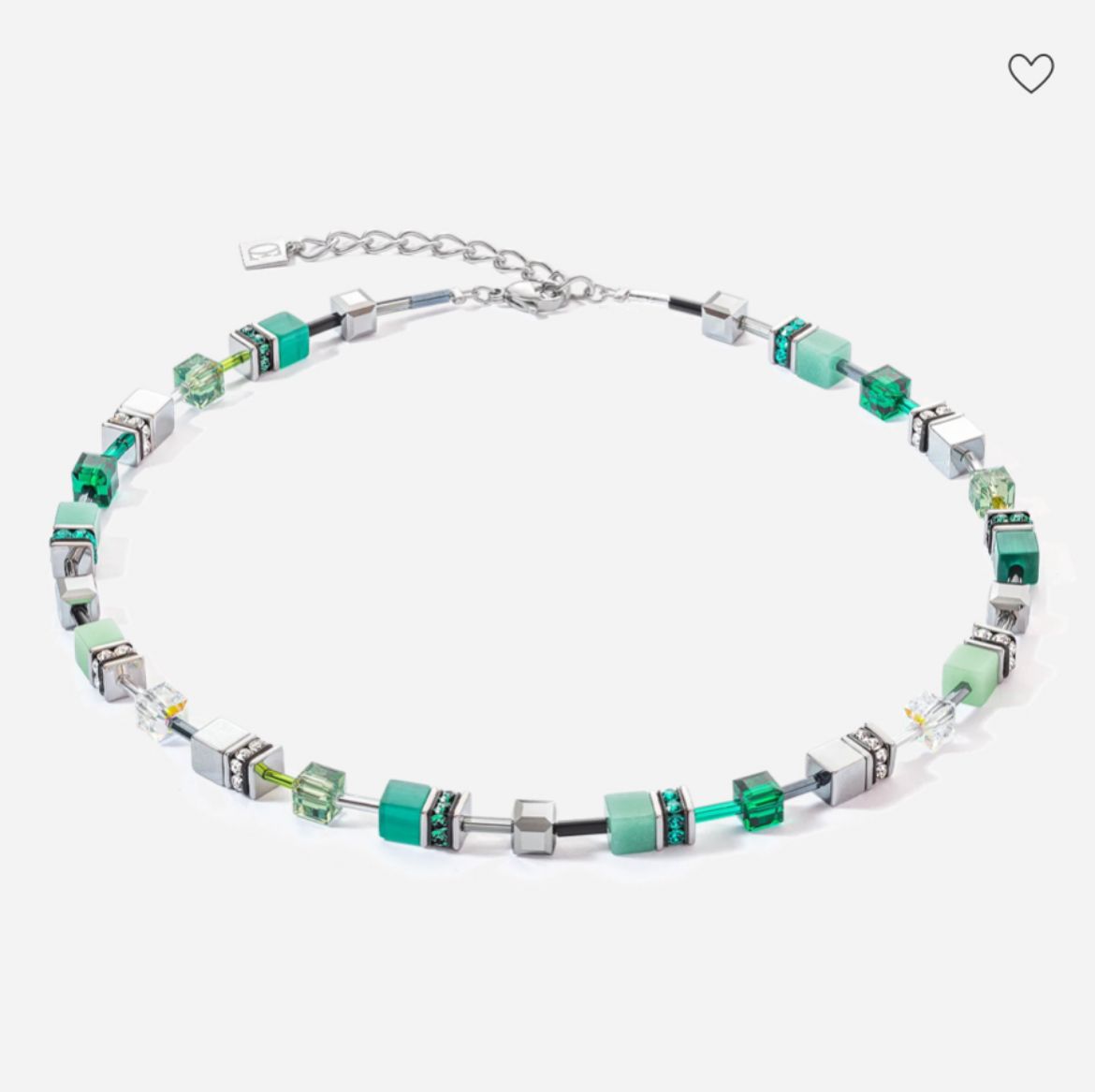 Picture of GeoCUBE® Iconic Silver Green Necklace 