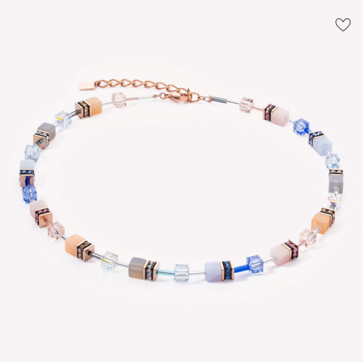 Picture of GeoCUBE® Iconic Precious Light Blue and Beige Necklace 