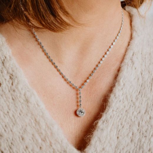 Picture of Pave Set Zirconia Drop Necklace