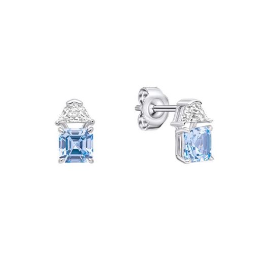 Picture of Square Cut Aquamarine Blue Zirconia Earrings