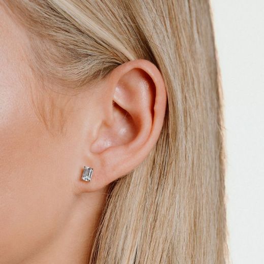 Picture of Emerald Cut Zirconia Stud Earrings