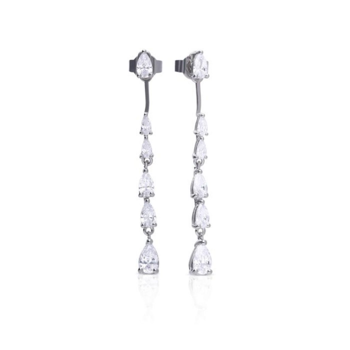 Picture of Statement Teardrop Zirconia Front Stud and Back Drop Earrings