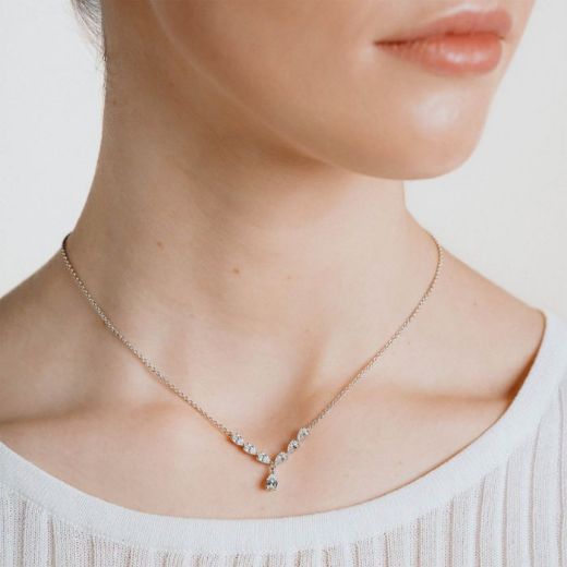 Picture of Statement Teardrop Zirconia Necklace Gold