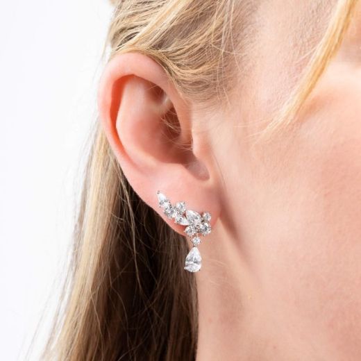 Picture of Diamonfire Statement Multi-Cut Zirconia Crawler Earrings with Drop